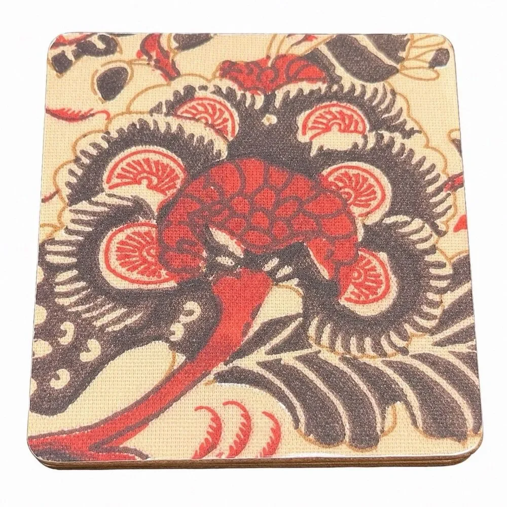 Pottery Barn Jordan Cork Coasters Set of 4 Tan Red Brown Fall Table Decor New